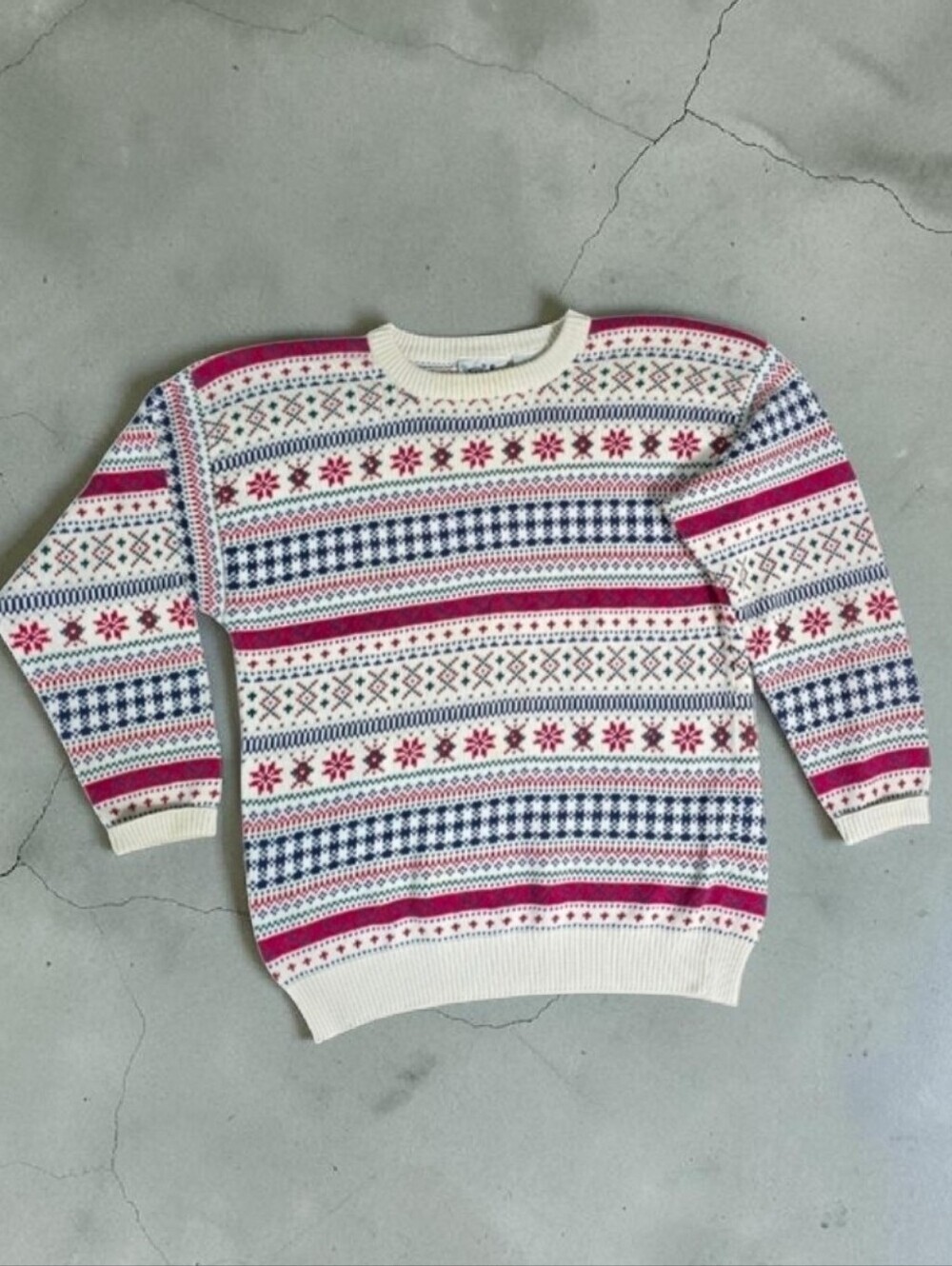 Northern Reflections | Vintage 90s Fair Isle Waffle Knit Crew Holiday Sweater